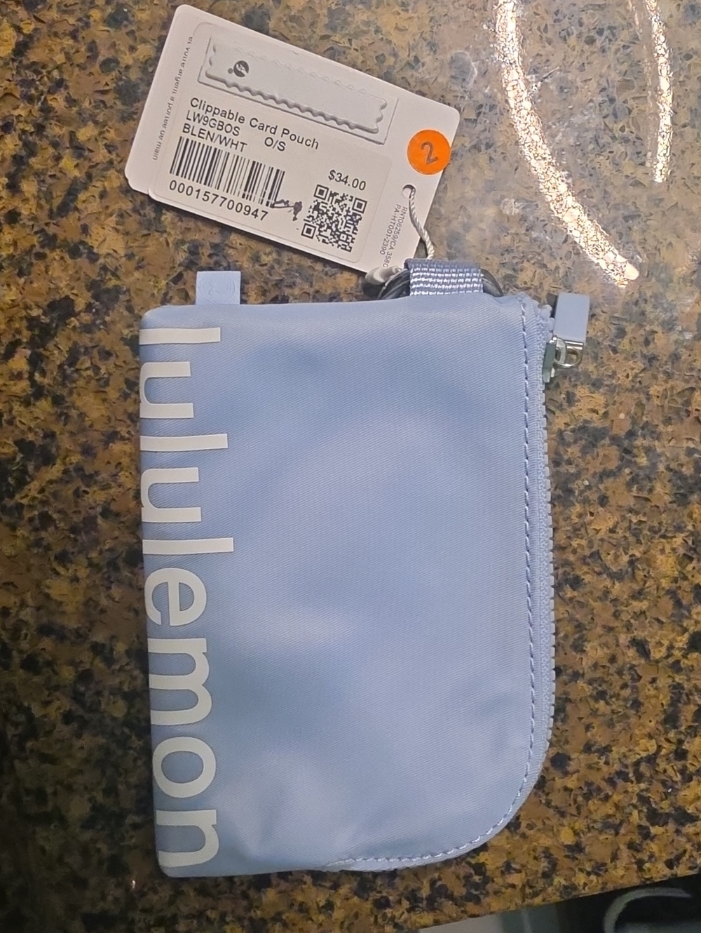 lululemon athletica Light Blue Clippable Card Pouch with Zip